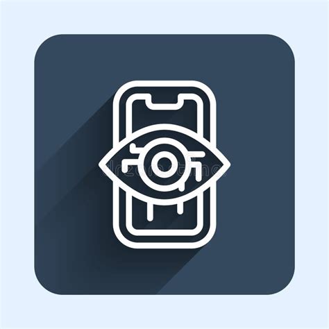 White Line Computer Vision Icon Isolated With Long Shadow Background