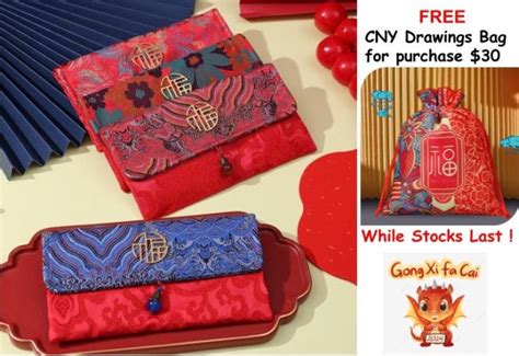 Cny Silk Embroidery Pouch Silk Red Packet Cloth Ang Bao New Notes