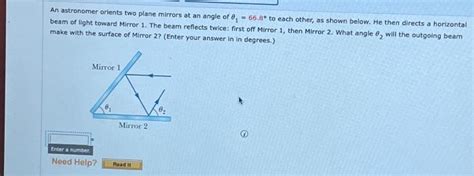 Solved An Astronomer Orients Two Plane Mirrors At An Angle Chegg