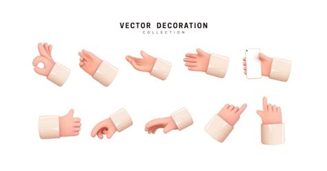 Premium Vector Hands Set Of Realistic D Design In Cartoon Style