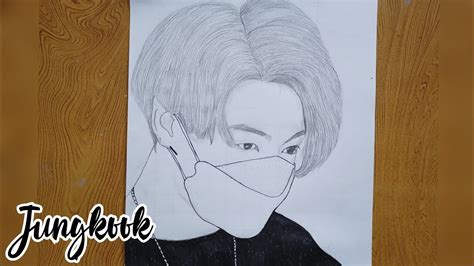 How to draw Jungkook 방탄소년단 BTS Jungkook Sketch step by step in Mask