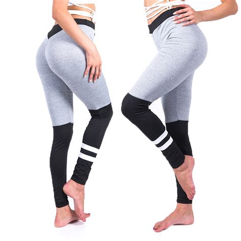 Fengtu Sexy Women Yoga Pants Fitness Gym Tights With Pocket Peach Hip Yoga Pants Contrast Color