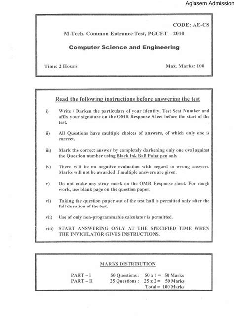 PDF Pgcet Computer Science 2010 Question Paper DOKUMEN TIPS