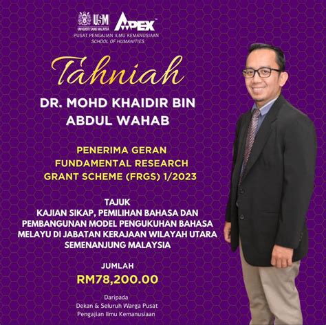 Tahniah Dr Mohd Khaidir Bin Abdul Wahab