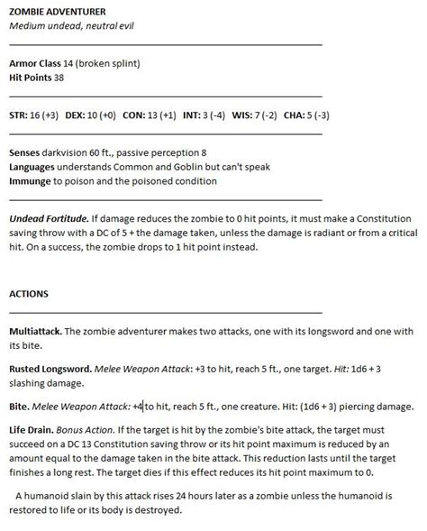 Dandd 5e Npc Stat Block Template Seniorgost