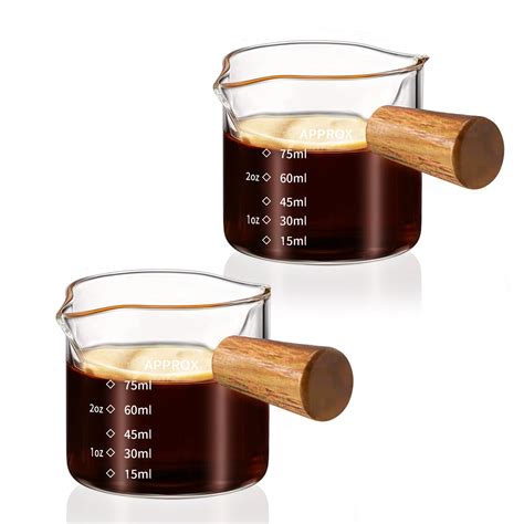 Amazon.com | YARRAMATE 2 Pack Espresso Cups with Wood Handle, Clear