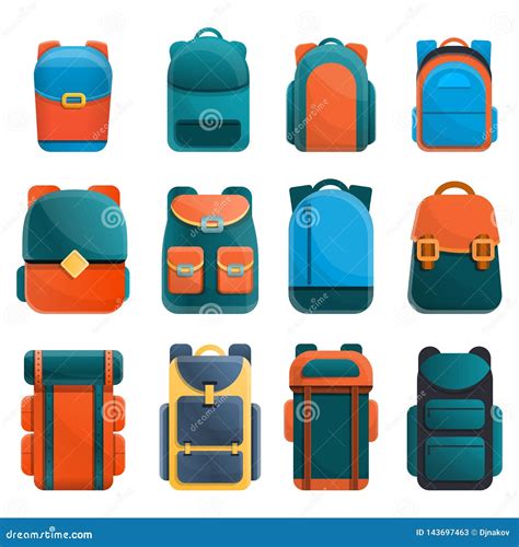 Backpacks Icons Set Vector Illustration Stock Vector Illustration Of