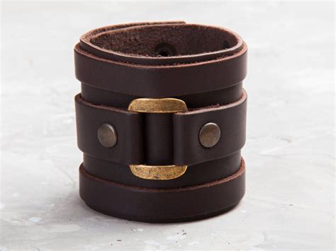 Wide Leather Wrist Cuff Bracelet For Men Or Women Custom Etsy