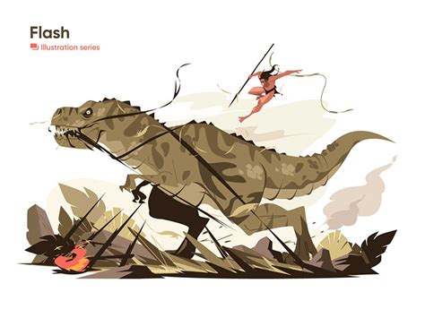 Warrior fighting with dinosaur illustration by Anton Fritsler for Kit8 ...