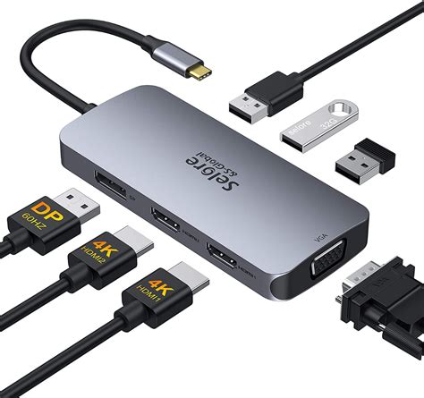 Selore S Global USB C To Dual HDMI Adapter 7 In 1 USB C Docking Station