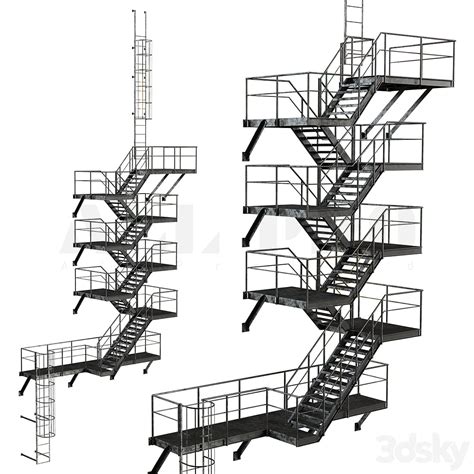 Metal Outdoor Fire Escape Stairs All Pro Land