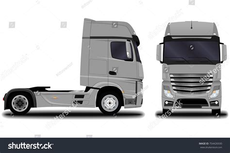 Realistic Truck Front View Side View Stock Vector (Royalty Free ...