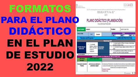 FORMATOS PARA EL PLANO DIDÁCTICO EN EL PLAN DE ESTUDIO 2022 YouTube