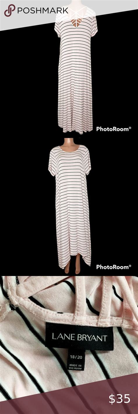 Lane Bryant Striped Maxi Dress Size 18 20 Or Xl Strappy Back High Low