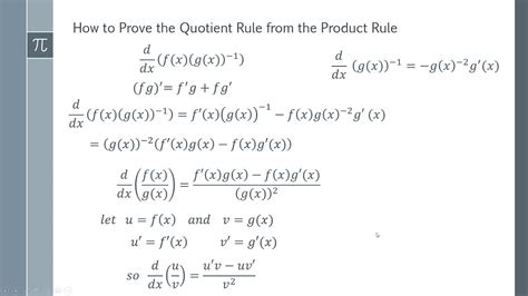 Quotient Rule Proof How To Prove The Quotient Rule From The Product Rule And Chain Rule Youtube