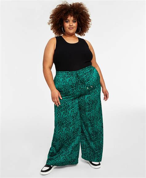 Nina Parker Trendy Plus Size Printed Satin Wide Leg Pants And Reviews Pants And Capris Plus