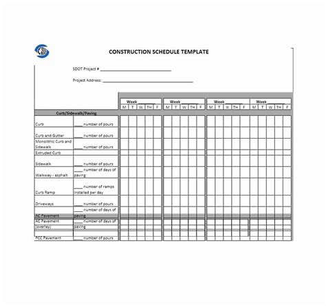 Construction Finish Schedule Template Best Template Ideas