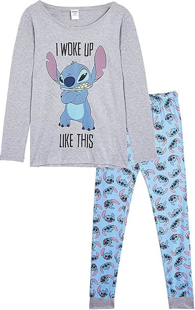 Disney Lilo And Stitch Ladies Pyjamas 2 Piece Pjs Set With Long Sleeve