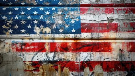 American flag wall art, distressed American flag painting, abstract flag mural, street art flag ...