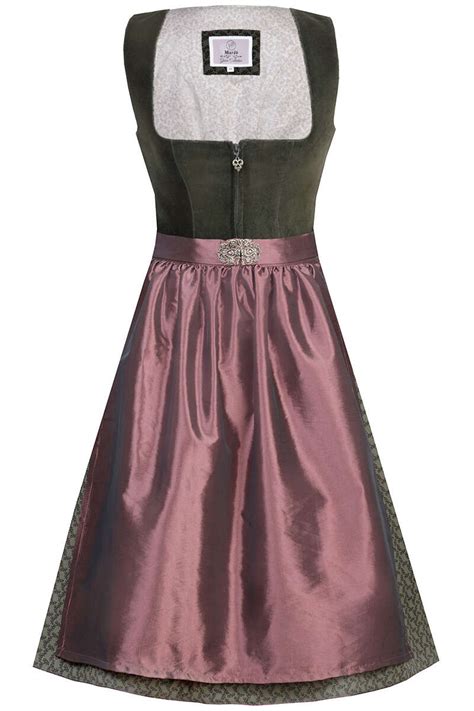 Midi Samt Dirndl grün rosenholz Dirndl Damen Mia San Tracht