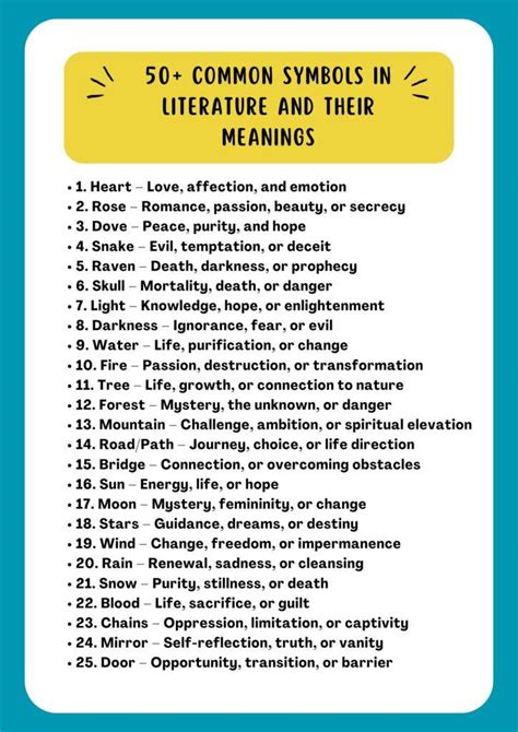 Commonly Used Symbols In Literature