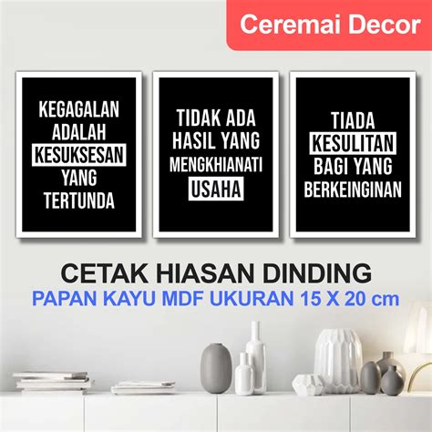 Jual Cm Decor Wall Decor Kata Bijak Motivasi Kata Mutiara Sukses Quotes Aesthetic Kerja