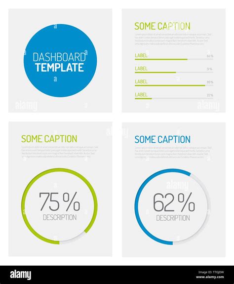 Simple Infographic Dashboard Template With Flat Design Graphs And Charts Green And Blue