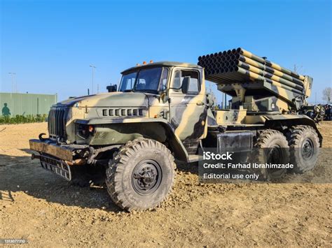 bm grad soviet truckmounted  mm multiple rocket launcher stock