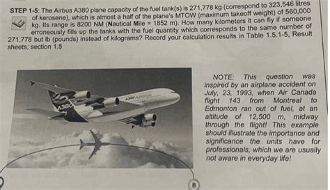 Solved STEP 1-5: The Airbus A380 plane capacity of the fuel | Chegg.com