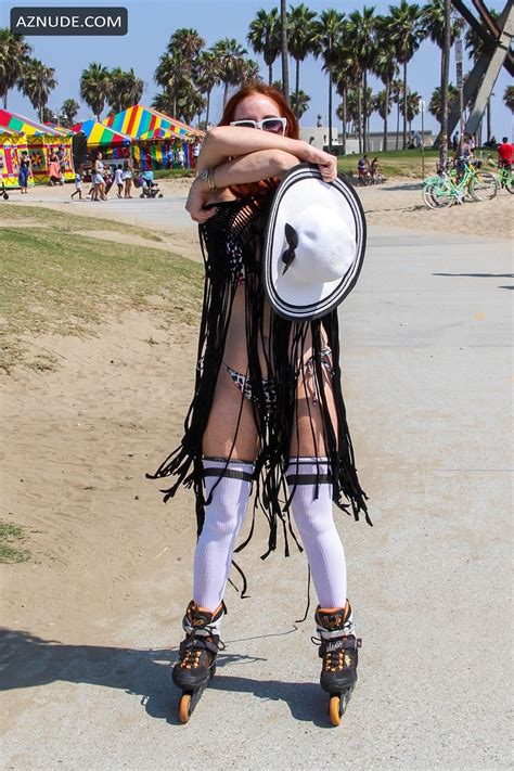 Phoebe Price In A Colorful Leopard Print Bikini As She Goes Roller Skating In Venice Aznude