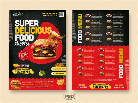 Restaurant Food Menu Design Psd Template Psd Zone Food Menu Template