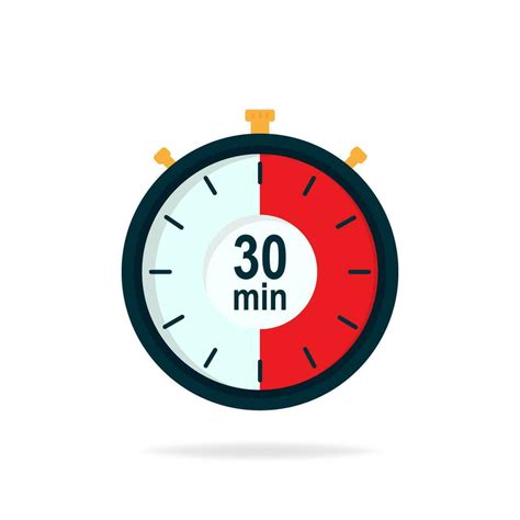 30 minutes timer. Stopwatch symbol in flat style. Editable isolated vector illustration ...