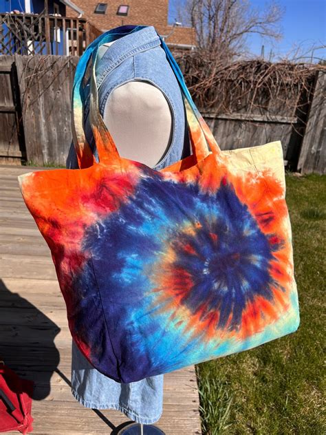 Tie Dye Tote Bag Rainbow Tye Dye Reusable Canvas Grocery Bag Etsy