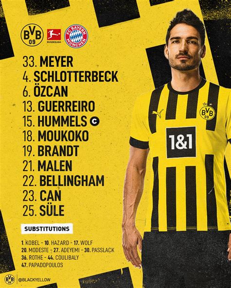 Borussia Dortmund On Twitter Bvb Starting Xi Vs Bayern Https T