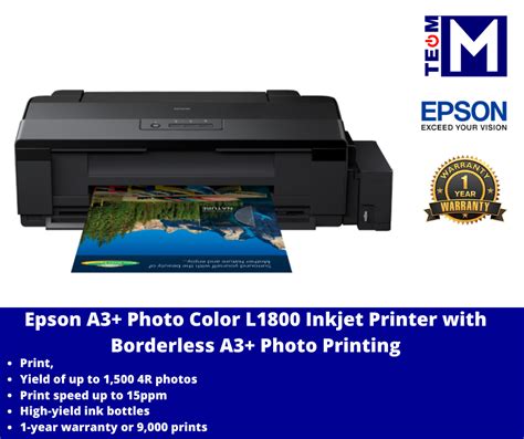 Epson L1800 A3+ Photo Color Inkjet Printer with Borderless A3+ Photo ...