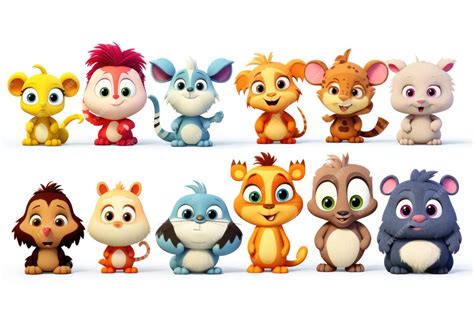 Personagens Pequenos De Desenhos - Conjunto de personagens de pequenos animais de desenho animado isolados ...