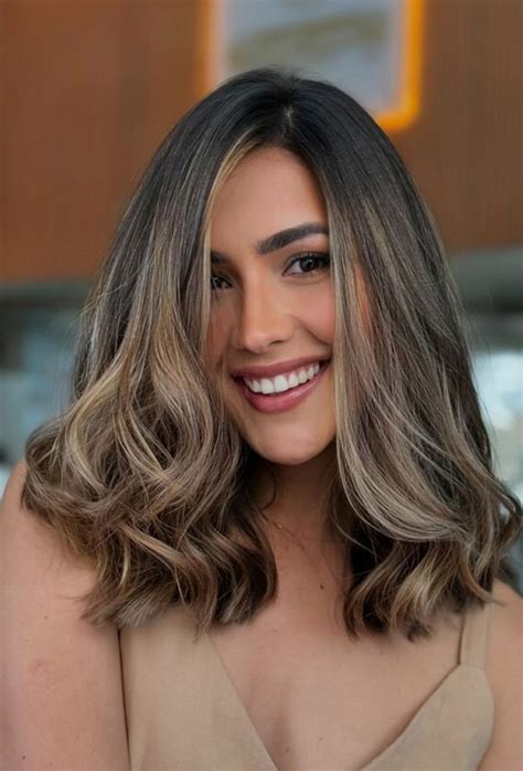 Trendy Shoulder Length Bob Hairstyles Brunette Bob With Ashy Highlights