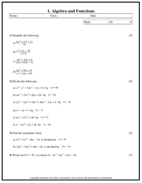 Algebra and Functions 2