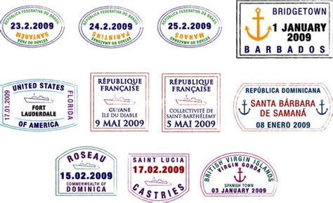 Passport Stamps From Jamaica And Puerto Rico In The Caribbean In Vector