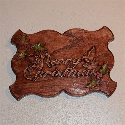 Merry Christmas Wood Wall Art Christmas Hand Carved Hand Painted