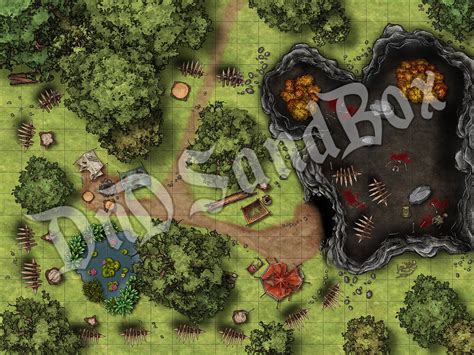 A Forest Cave Battle Map Dnd Digital Map Etsy