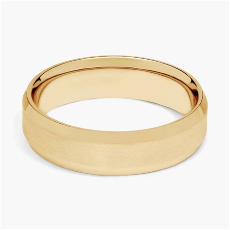 Beveled Edge Matte Wedding Ring In K Yellow Gold Mm