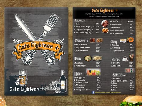 Cafe 18 Food Menu Card Design By Parvez Raton On Dribbble