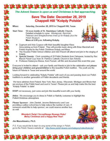 Forum Polonia Houston Invitation To Polish Carols In Chappel Hill