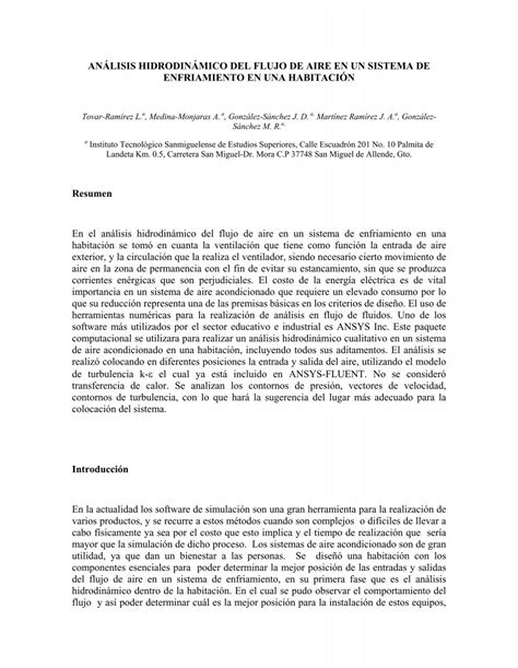 An Lisis Hidrodin Mico Del Flujo De Aire En Congreso