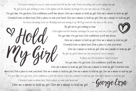 Hold my Girl by George Ezra Song Lyrics Art Music Art Online Australia