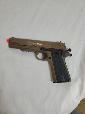 Cybergun Colt M A Airsoft Spring Pistol With Metal Slide Tan Ebay