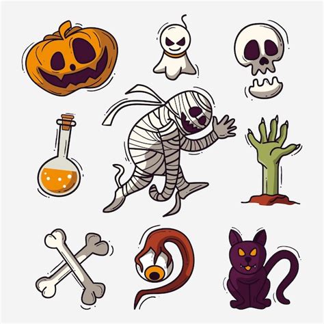 Free Vector Hand Drawn Design Halloween Element Collection