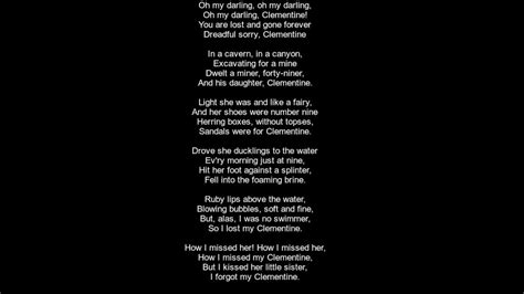 Oh My Darling Clementine Lyrics YouTube