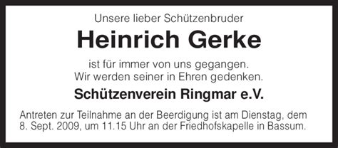 Traueranzeigen Von Heinrich Gerke Trauer Kreiszeitung De